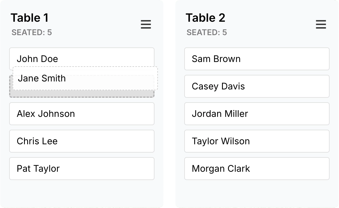 Interactive Seating Chart Interface